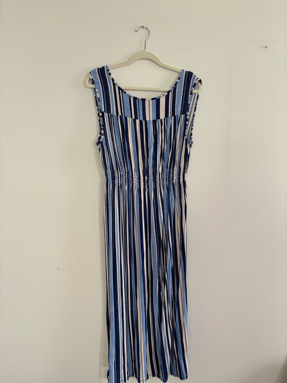 Sleeveless Blue Striped Maxi Dress